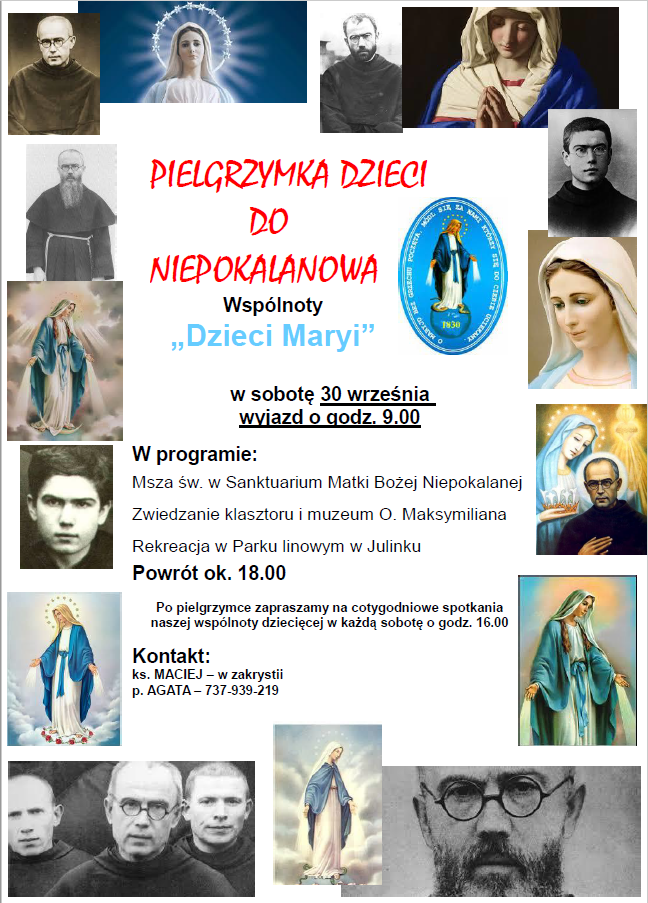 pielgrzymka dzieci niepokalanow plakat